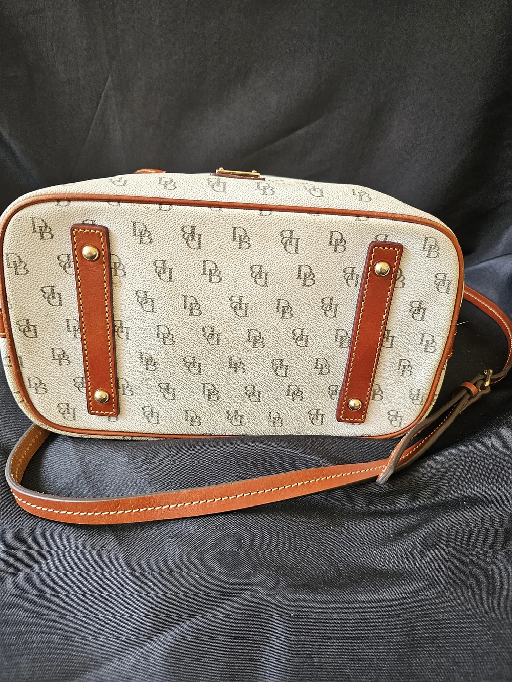 Dooney & Bourke Cream Signature Messenger Bag with Tan Trim